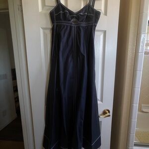 Tory Burch Poplin Cutout Dress Navy